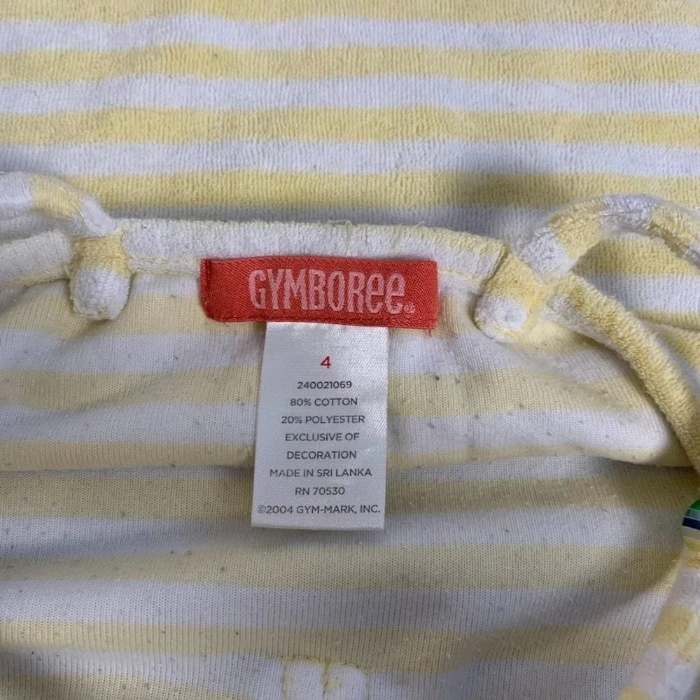 Vintage Gymboree White/Yellow Striped Terrycloth Tank‎ Top Beach Girl Kid's 4